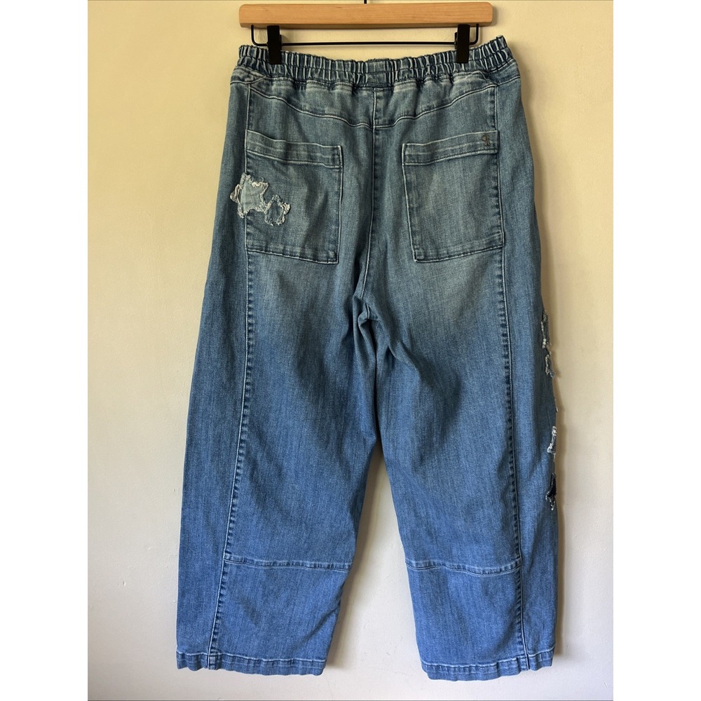 Pilcro Izzie Relaxed Pull-On Barrel Jeans With Stars - Anthropologie Size Medium - Picture 7 of 11